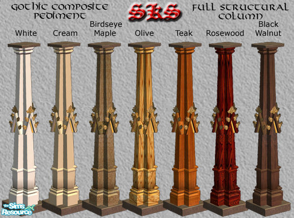 Sims 2 — Gothic Square Composite Columns-Pediment - Structural by 71robert13 — Based on columns from the Tomb of Philip