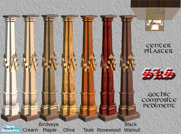 Sims 2 — Gothic Square Composite Columns-Pediment - OC by 71robert13 — Based on columns from the Tomb of Philip the Bold,