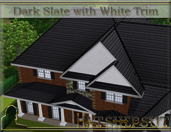 Sims 3 — Dark Slate with White Trim by hatshepsut — Dark Slate roof with a white trim 