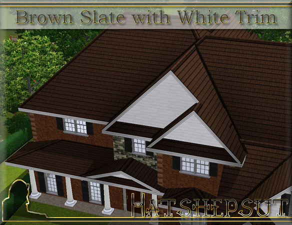 Sims 3 — Brown Slate Roof with White Trim by hatshepsut — White Trim Slate Roof 