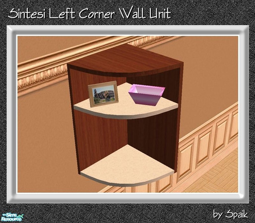 Sims 2 — Sintesi Left Corner Wall Unit - MESH by Spaik — A curved, modern but not too much, wall unit, with some