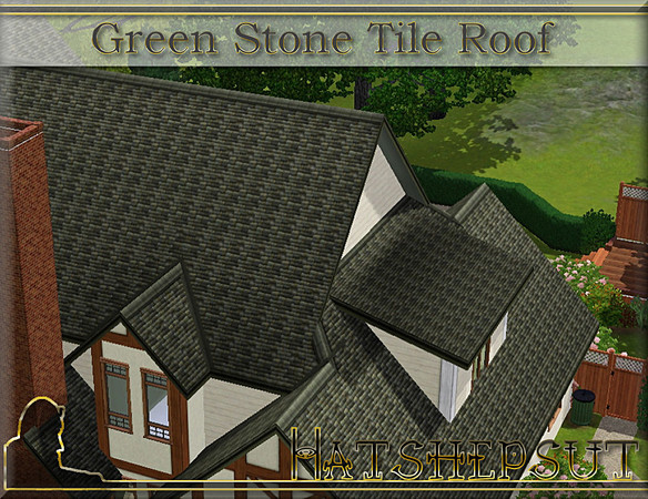 Sims 3 — Green Stone Tile Roof by hatshepsut — A worn stone tile roof 