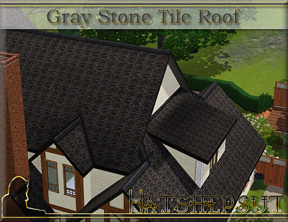 Sims 3 — Gray Stone Tile Roof  by hatshepsut — A worn stone tile roof 