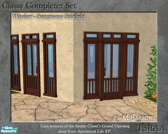 Sims 2 — Classy Completer Set - Sumptuous Sidelight - S by MsBarrows — A fully-glassed sidelight window that co-ordinates