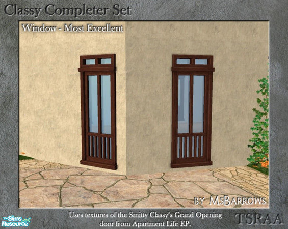 Sims 2 — Classy Completer Set - Most Excellent Window - D by MsBarrows — A fully-glassed tall window that co-ordinates