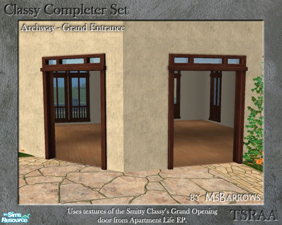 Sims 2 — Classy Completer Set - Grand Entrance Archway - D by MsBarrows — A double width archway that co-ordinates with