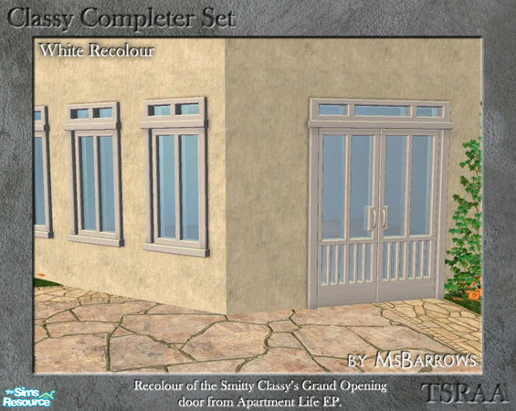 Sims 2 — Classy Completer - Recolour - White by MsBarrows — A white recolour of the Smitty Classy\'s Grand Opening door