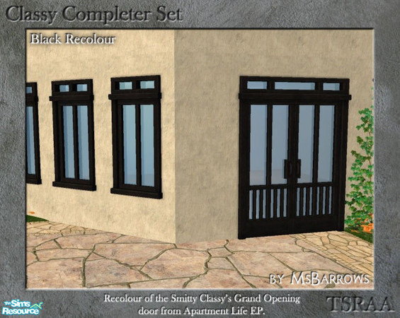 Sims 2 — Classy Completer - Recolour - Black by MsBarrows — A black recolour of the Smitty Classy\'s Grand Opening door