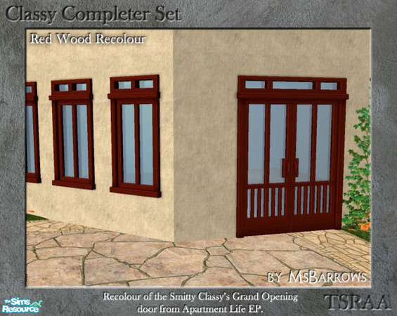 Sims 2 — Classy Completer - Recolour - Red Wood by MsBarrows — A red wood recolour of the Smitty Classy\'s Grand Opening