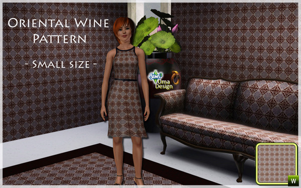 Sims 3 — Oriental Wine Tile SMALL by Uma Design — Go oriental with this tile in sutle colors! Has 3 channels and comes in