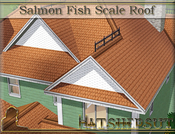 Sims 3 — Salmon Fish Scale Roof by hatshepsut — An ornate fish scale roof design
