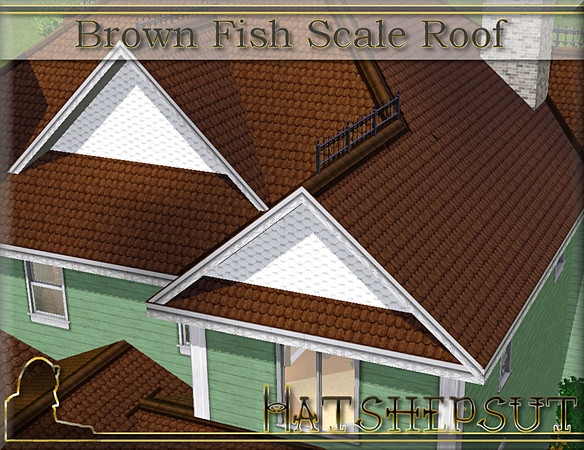 Sims 3 — Brown Fish Scale Roof by hatshepsut — An ornate fish scale roof design