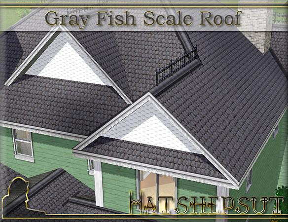 Sims 3 — Gray Fish Scale Roof by hatshepsut — An ornate fish scale roof design
