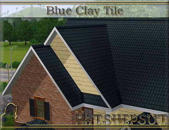 Sims 3 — Blue Clay Tile by hatshepsut — A weathered clay tile roof 