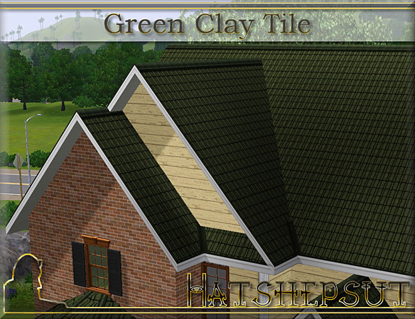 Sims 3 — Green Clay Tiles by hatshepsut — A weathered clay tile roof