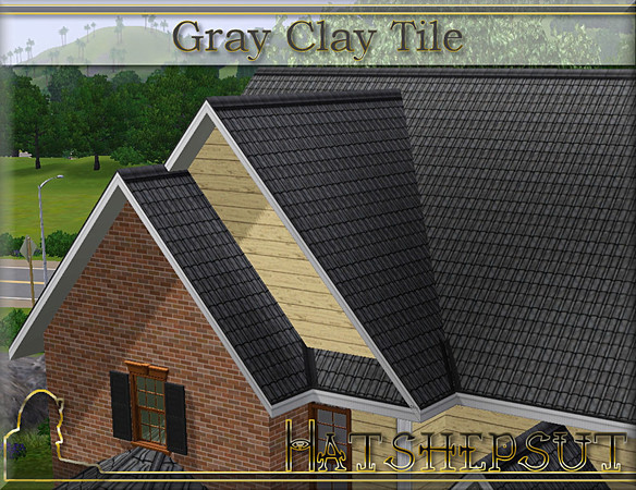 Sims 3 — Gray Clay Tile by hatshepsut — A weathered clay tile roof 