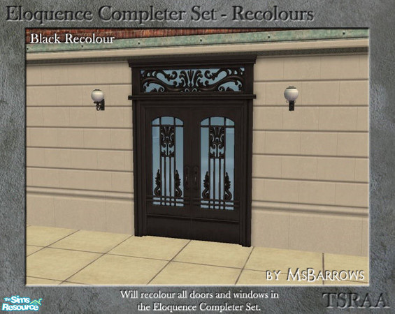 Sims 2 — Double Eloquence Doorway - Black Recolour by MsBarrows — Black recolour of the Double Eloquence Door from