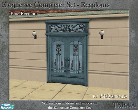 Sims 2 — Double Eloquence Doorway - Bue Recolour by MsBarrows — Blue recolour of the Double Eloquence Door from Apartment
