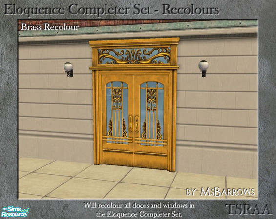 Sims 2 — Double Eloquence Doorway - Brass Recolour by MsBarrows — Brass recolour of the Double Eloquence Door from
