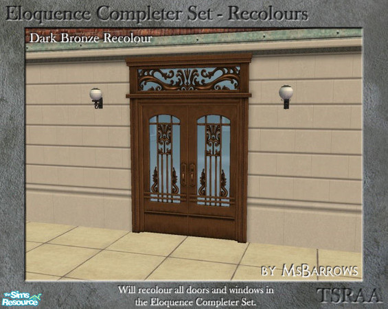 Sims 2 — Double Eloquence Doorway - Dark Bronze Recolour by MsBarrows — Dark bronze recolour of the Double Eloquence Door