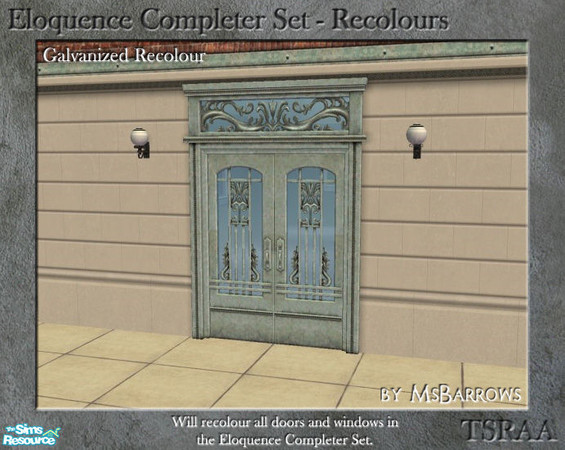 Sims 2 — Double Eloquence Doorway - Galvanized Recolour by MsBarrows — Galvanized recolour of the Double Eloquence Door