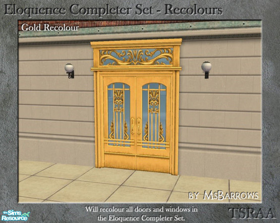 Sims 2 — Double Eloquence Doorway - Gold Recolour by MsBarrows — Gold recolour of the Double Eloquence Door from