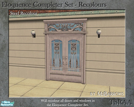 Sims 2 — Double Eloquence Doorway - Steel Recolour by MsBarrows — Steel recolour of the Double Eloquence Door from