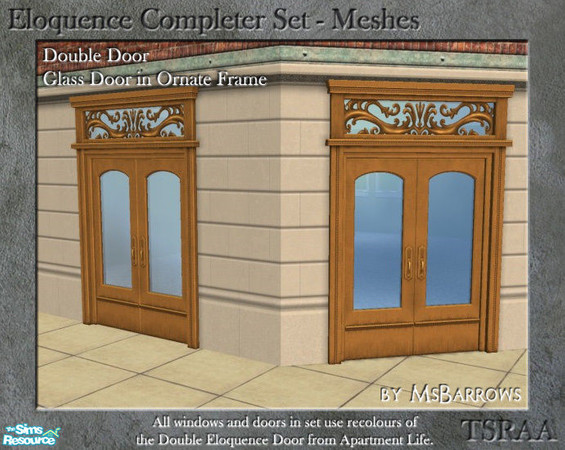 Sims 2 — Eloquence Double Glass-Ornate Door - S by MsBarrows — Double width glass door in an ornate frame - mesh for