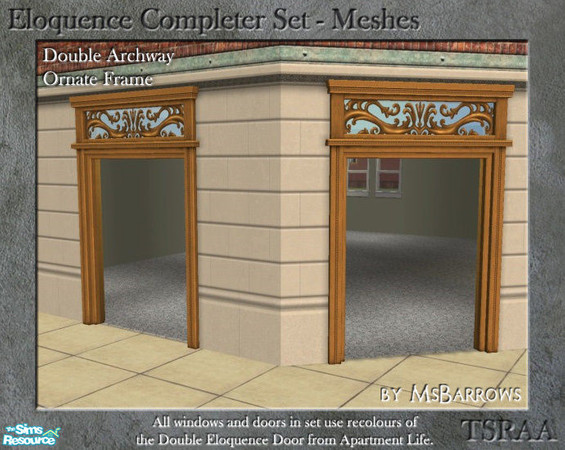 Sims 2 — Eloquence Double Ornate Archway - S by MsBarrows — Double width ornate archway - mesh for straight walls.