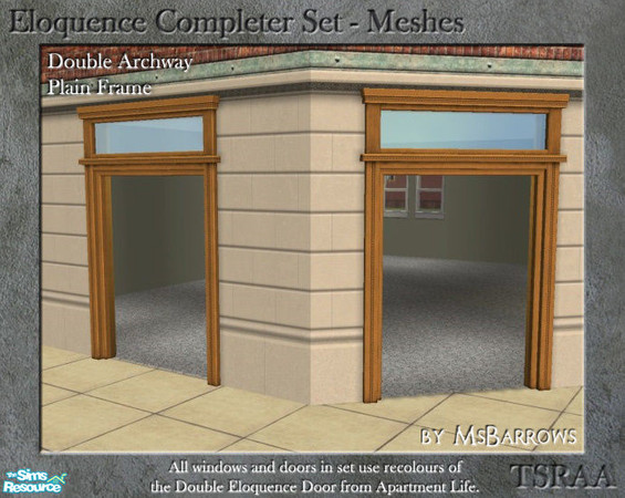Sims 2 — Eloquence Double Plain Archway - S by MsBarrows — Double width plain archway - mesh for straight walls.