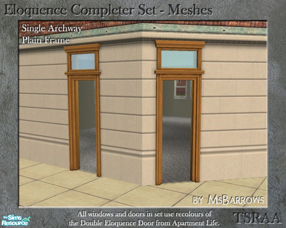 Sims 2 — Eloquence Single Plain Archway - S by MsBarrows — Single width plain archway - mesh for straight walls.