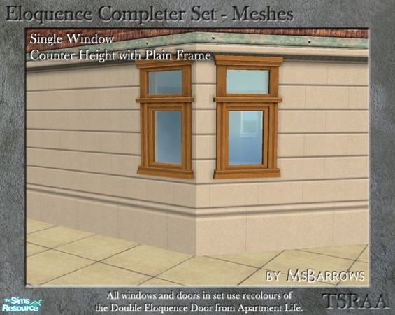Sims 2 — Eloquence Single Short Plain Window - S by MsBarrows — Single width counter-height window with plain frame -