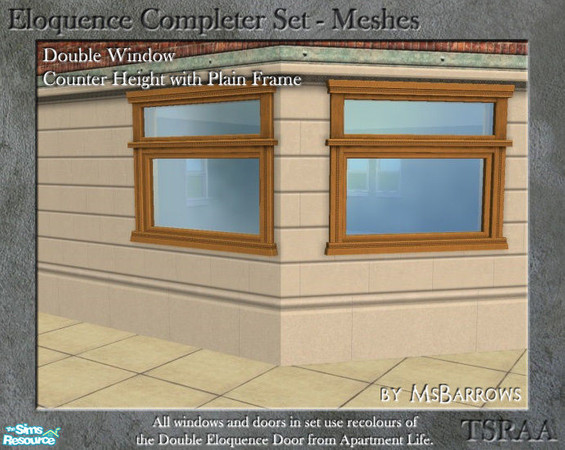 Sims 2 — Eloquence Double Short Plain Window - S by MsBarrows — Double width counter-height window with plain frame -