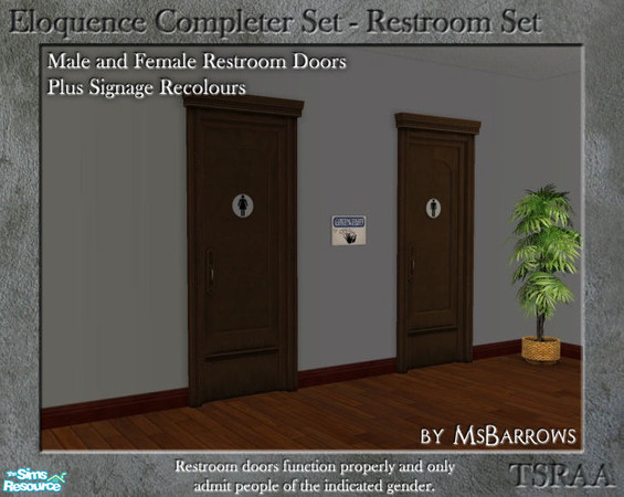 Sims 2 — Eloquence Completer Set - Restroom Doors by MsBarrows — A pair of functioning restroom doors that match the