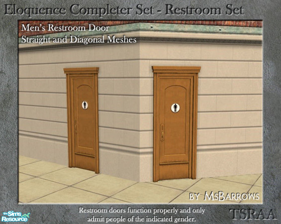 Sims 2 — Eloquence Male Restroom Door - S by MsBarrows — Functioning restroom door that matches the Double Eloquence