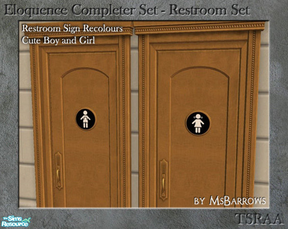 Sims 2 — Eloquence Restroom Recolour - Cute Girl by MsBarrows — Pictogram recolour - cute pig-tailed girl in white on