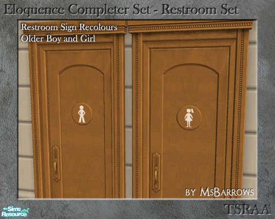 Sims 2 — Eloquence Restroom Recolour - Older Girl by MsBarrows — Pictogram recolour - young girl with ponytail in white