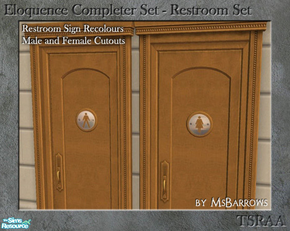 Sims 2 — Eloquence Restroom Recolour - Male Cutout by MsBarrows — Pictogram recolour - metal plate with male cutout