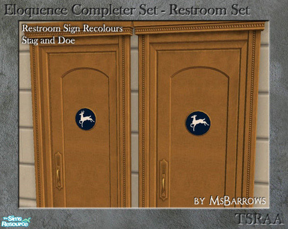 Sims 2 — Eloquence Restroom Recolour - Doe by MsBarrows — Pictogram recolour - doe in white on blue