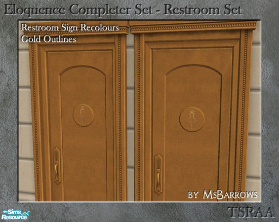 Sims 2 — Eloquence Restroom Recolour - Gold Outline F by MsBarrows — Pictogram recolour - female silhouette outlined with