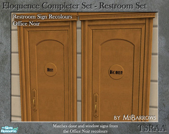 Sims 2 — Eloquence Restroom Recolour - Office Noir Men by MsBarrows — Pictogram recolour - black retro text of the word