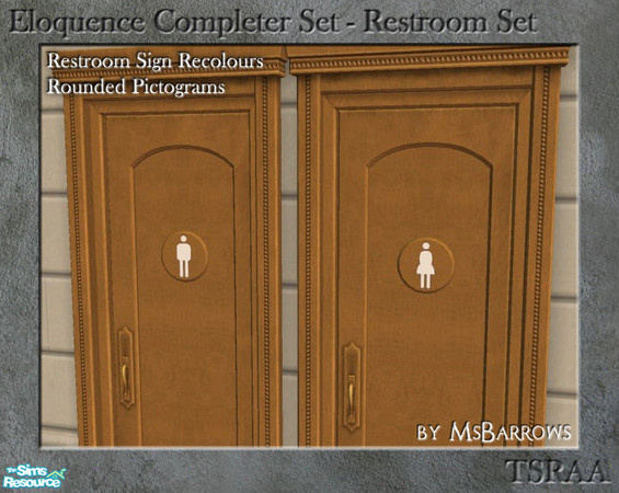 Sims 2 — Eloquence Restroom Recolour - Rounded F by MsBarrows — Pictogram recolour - rounded geometric female pictogram