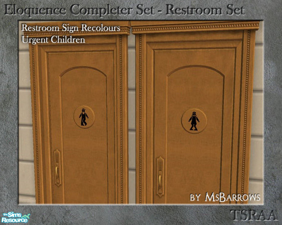 Sims 2 — Eloquence Restroom Recolour - Urgent Girl by MsBarrows — Pictogram recolour - this girl\'s pose conveys her