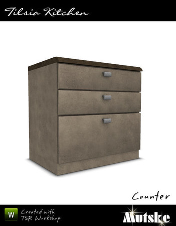 Sims 3 — Tilsia Counter Drawers by Mutske — Part of the Tilsia Kitchen. 3 Recolorable parts. 3 Variations. Made by