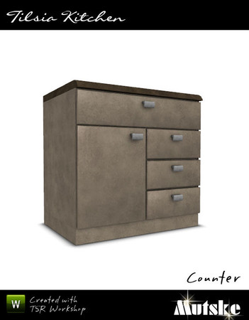 Sims 3 — Tilsia Counter Doors and Drawers by Mutske — Part of the Tilsia Kitchen. 3 Recolorable parts. 3 Variations. Made