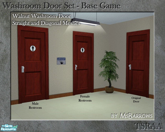 Sims 2 — Washroom Door - Walnut - Female S by MsBarrows — Washroom door based on the Walnut Door. Mesh for female door on