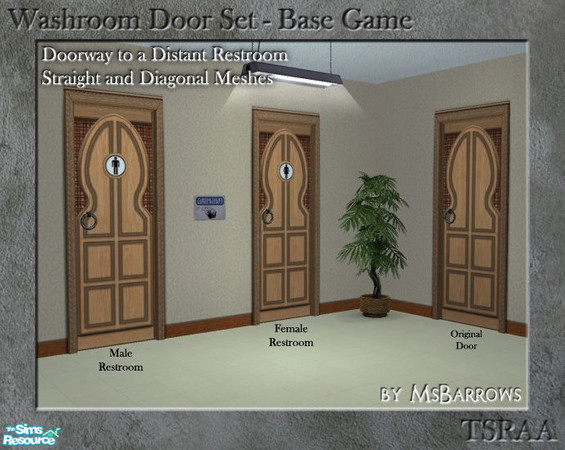Sims 2 — Washroom Door - Distant Land - Female D by MsBarrows — Washroom door based on the Doorway to a Distant Land.