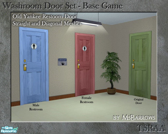 Sims 2 — Washroom Door - Old Yankee - Female S by MsBarrows — Washroom door based on the Old Yankee \"4 Score\"