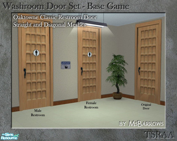 Sims 2 — Washroom Door - Oaktowne Classic - Male D by MsBarrows — Washroom door based on the Oaktowne Classic Door. Mesh