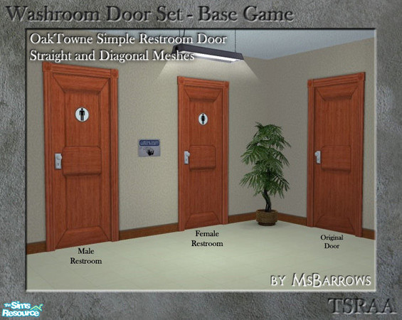 Sims 2 — Washroom Door - Oaktowne Simple - Male S by MsBarrows — Washroom door based on the Oaktowne Simple Interior